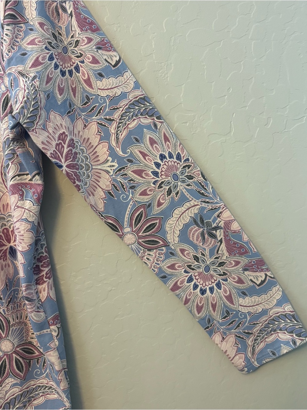 Pure jill long sleeve shirttail tee pima cotton blue pink paisley medium - Picture 16 of 16
